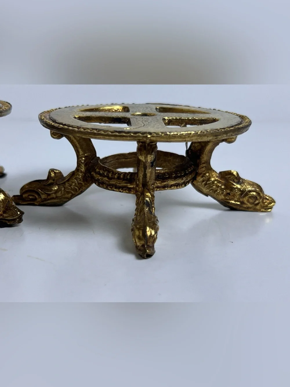 Lot of 2 VTG Cornell Brass Ornate Lamp Base Dragon Feet Theme - Picture 12 of 13
